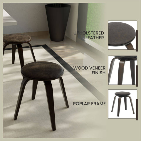 Pelya Mordern Wooden Dining Stool With Walnut Color Frame