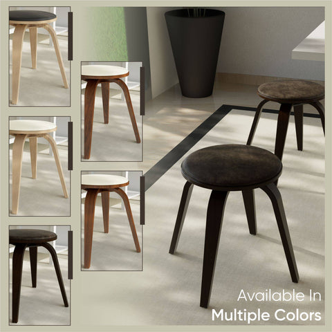 Pelya Mordern Wooden Dining Stool With Walnut Color Frame