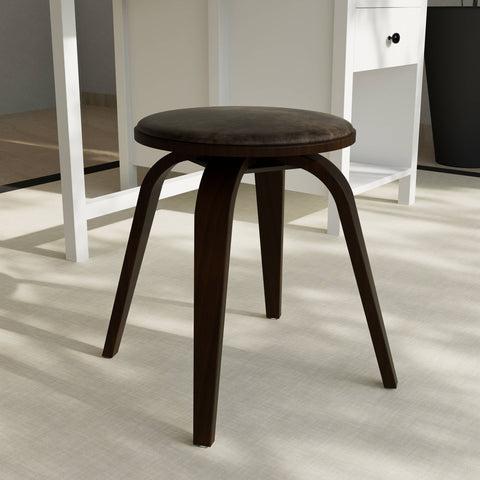 Pelya Mordern Wooden Dining Stool With Walnut Color Frame