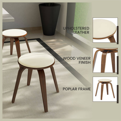 Pelya Mordern Wooden Dining Stool With Walnut Color Frame