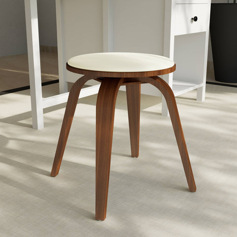 Pelya Mordern Wooden Dining Stool With Walnut Color Frame