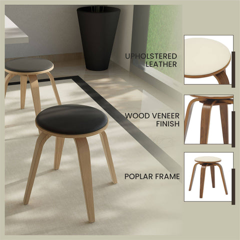 Pelya Mordern Wooden Dining Stool With Walnut Color Frame