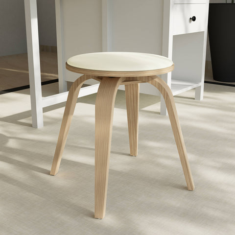 Pelya Mordern Wooden Dining Stool With Walnut Color Frame