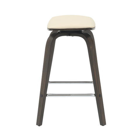 Pelya Leather Counter Stool with Square Seat and Poplar Wood Base