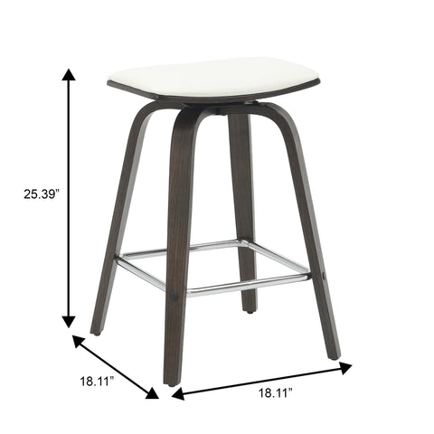 Pelya Leather Counter Stool with Square Seat and Poplar Wood Base