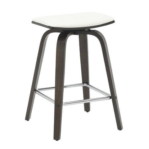 Pelya Leather Counter Stool with Square Seat and Poplar Wood Base