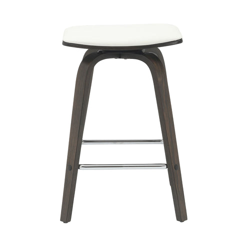 Pelya Leather Counter Stool with Square Seat and Poplar Wood Base