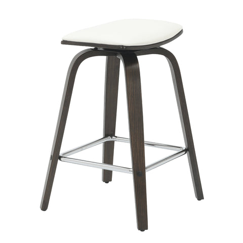 Pelya Leather Counter Stool with Square Seat and Poplar Wood Base