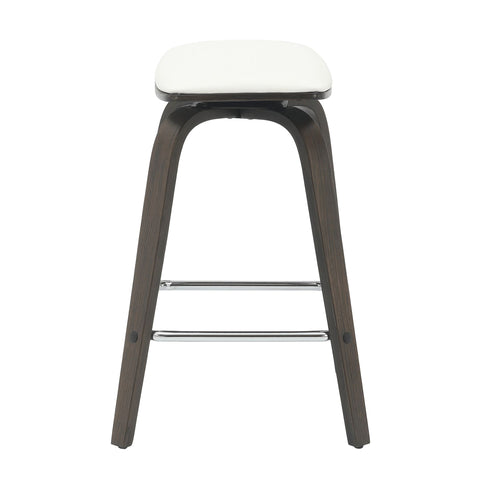 Pelya Leather Counter Stool with Square Seat and Poplar Wood Base