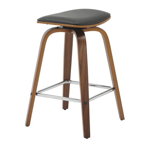 Pelya Leather Counter Stool with Square Seat and Poplar Wood Base