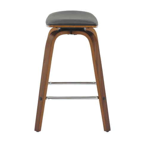 Pelya Leather Counter Stool with Square Seat and Poplar Wood Base