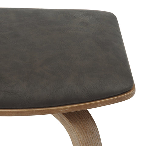 Pelya Leather Counter Stool with Square Seat and Poplar Wood Base