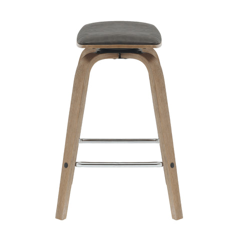 Pelya Leather Counter Stool with Square Seat and Poplar Wood Base