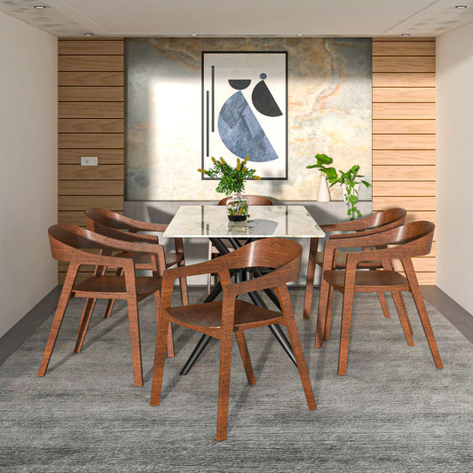 Rivo Dining Chairs in Sturdy Oak Wood with Open Back Design and Armrests