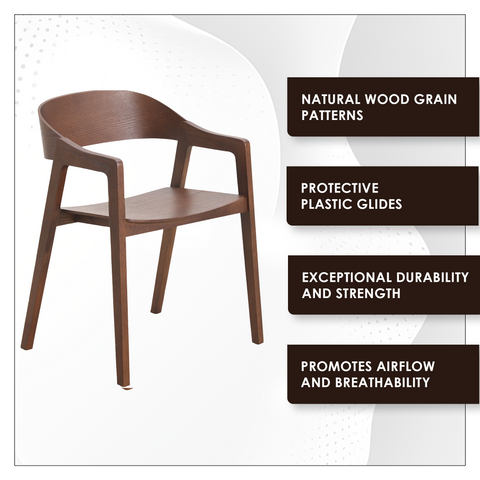 Rivo Dining Chairs in Sturdy Oak Wood with Open Back Design and Armrests