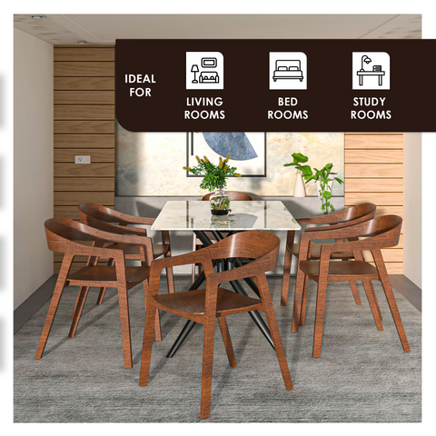 Rivo Dining Chairs in Sturdy Oak Wood with Open Back Design and Armrests