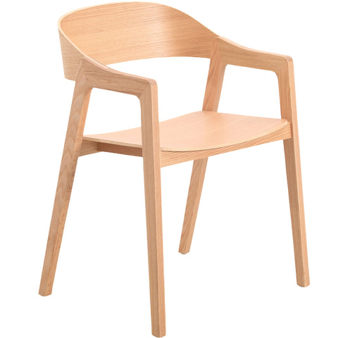 Rivo Dining Chairs in Sturdy Oak Wood with Open Back Design and Armrests