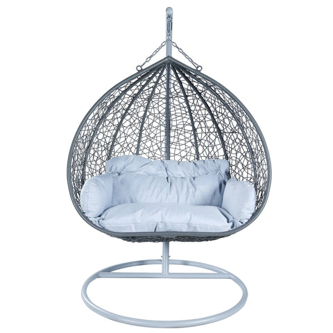 Recluse Two-Person Seater Hanging Swing Chair with Teardrop Design in Grey Frame