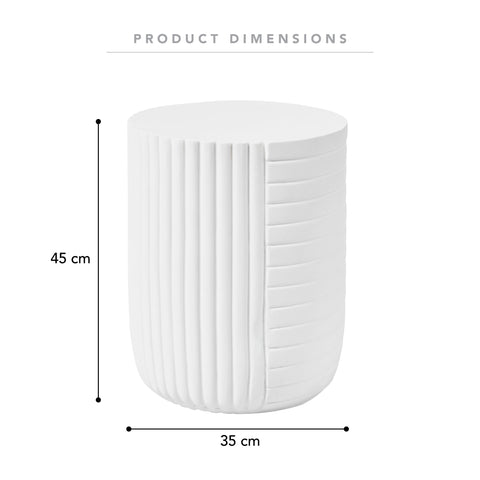 Trove 14" Wide Round Side Fiberstone Table With Ribbed Design