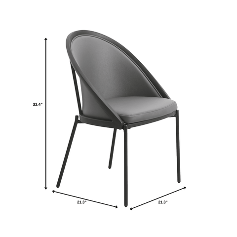 Urbane Dining Chair in Vinyl Fabric with Curved Back and Stainless Steel Legs Set of 4