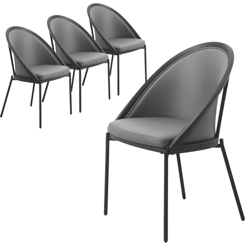 Urbane Dining Chair in Vinyl Fabric with Curved Back and Stainless Steel Legs Set of 4