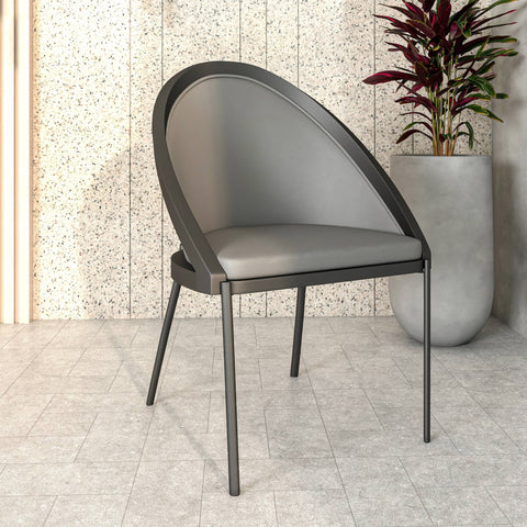 Urbane Dining Chair in Vinyl Fabric with Curved Back and Stainless Steel Legs Set of 4