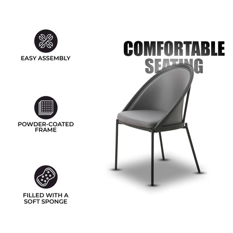 Urbane Dining Chair in Vinyl Fabric with Curved Back and Stainless Steel Legs Set of 4