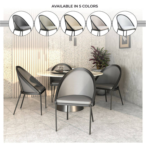 Urbane Dining Chair in Vinyl Fabric with Curved Back and Stainless Steel Legs Set of 4