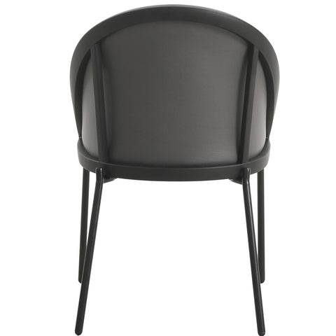 Urbane Dining Chair in Vinyl Fabric with Curved Back and Stainless Steel Legs Set of 4