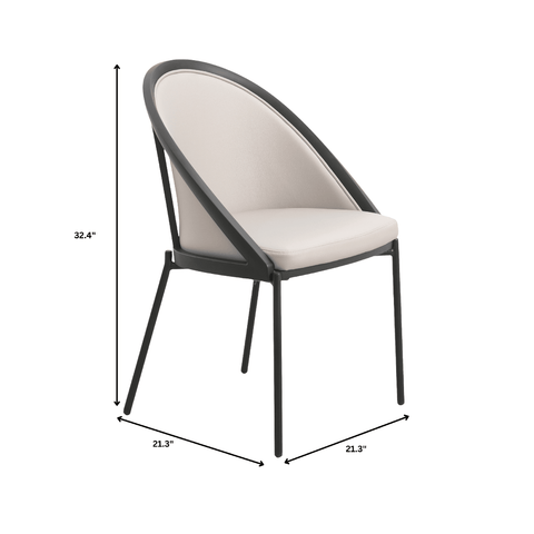 Urbane Dining Chair in Vinyl Fabric with Curved Back and Stainless Steel Legs Set of 4