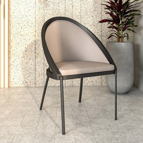 Urbane Dining Chair in Vinyl Fabric with Curved Back and Stainless Steel Legs Set of 4