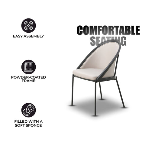 Urbane Dining Chair in Vinyl Fabric with Curved Back and Stainless Steel Legs Set of 4