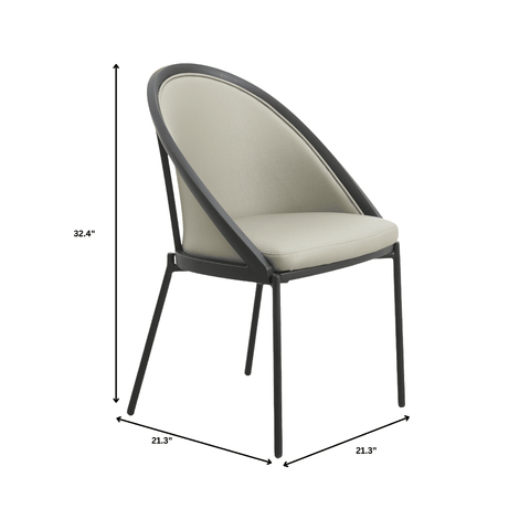 Urbane Dining Chair in Vinyl Fabric with Curved Back and Stainless Steel Legs Set of 4