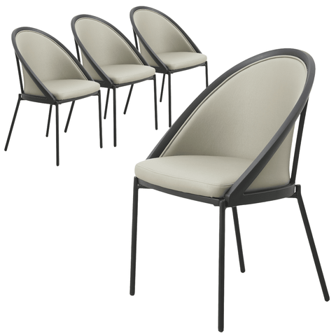 Urbane Dining Chair in Vinyl Fabric with Curved Back and Stainless Steel Legs Set of 4