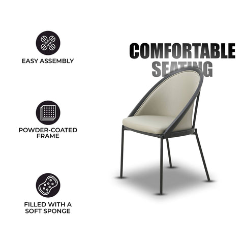 Urbane Dining Chair in Vinyl Fabric with Curved Back and Stainless Steel Legs Set of 4