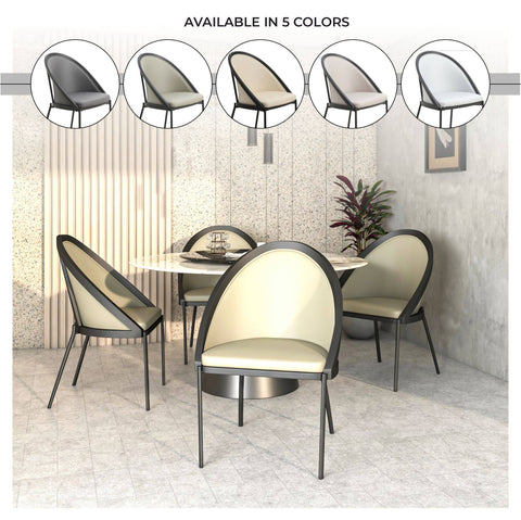 Urbane Dining Chair in Vinyl Fabric with Curved Back and Stainless Steel Legs Set of 4