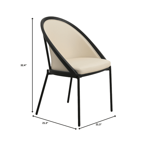 Urbane Dining Chair in Vinyl Fabric with Curved Back and Stainless Steel Legs Set of 4