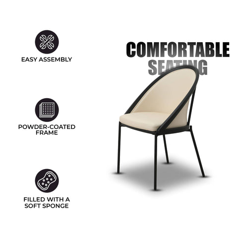 Urbane Dining Chair in Vinyl Fabric with Curved Back and Stainless Steel Legs Set of 4