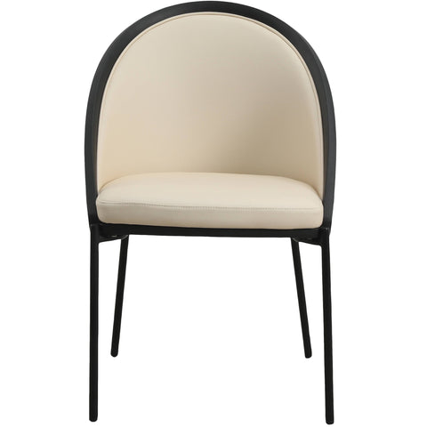 Urbane Dining Chair in Vinyl Fabric with Curved Back and Stainless Steel Legs Set of 4