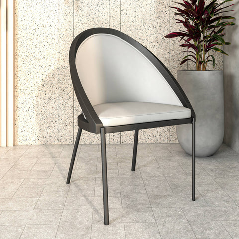 Urbane Dining Chair in Vinyl Fabric with Curved Back and Stainless Steel Legs Set of 4