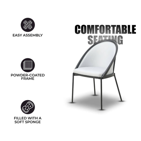 Urbane Dining Chair in Vinyl Fabric with Curved Back and Stainless Steel Legs Set of 4