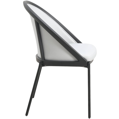 Urbane Dining Chair in Vinyl Fabric with Curved Back and Stainless Steel Legs Set of 4