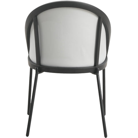 Urbane Dining Chair in Vinyl Fabric with Curved Back and Stainless Steel Legs Set of 4