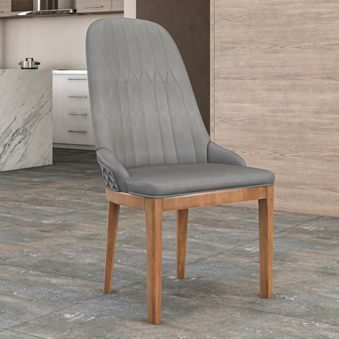 Verisma Dining Chair Upholstered in Leather with Diamond Stitching Back Design Set of 2