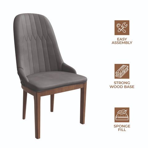 Verisma Dining Chair Upholstered in Leather with Diamond Stitching Back Design Set of 2