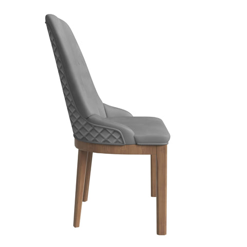 Verisma Dining Chair Upholstered in Leather with Diamond Stitching Back Design Set of 2