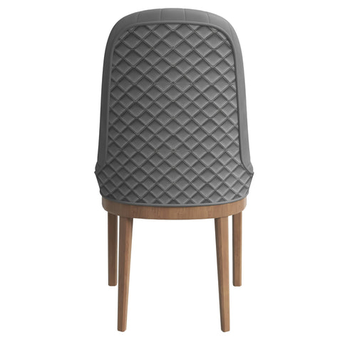 Verisma Dining Chair Upholstered in Leather with Diamond Stitching Back Design Set of 2