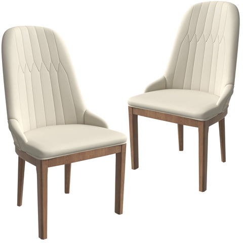 Verisma Dining Chair Upholstered in Leather with Diamond Stitching Back Design Set of 2