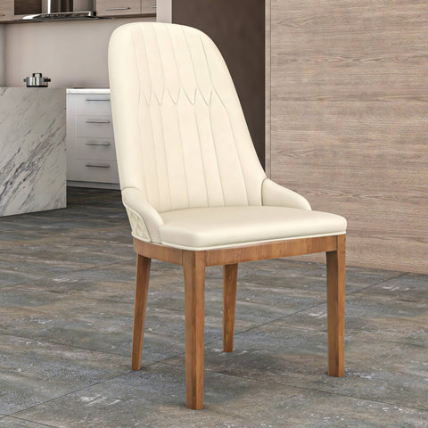 Verisma Dining Chair Upholstered in Leather with Diamond Stitching Back Design Set of 2