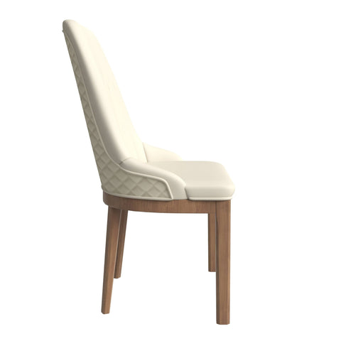 Verisma Dining Chair Upholstered in Leather with Diamond Stitching Back Design Set of 2